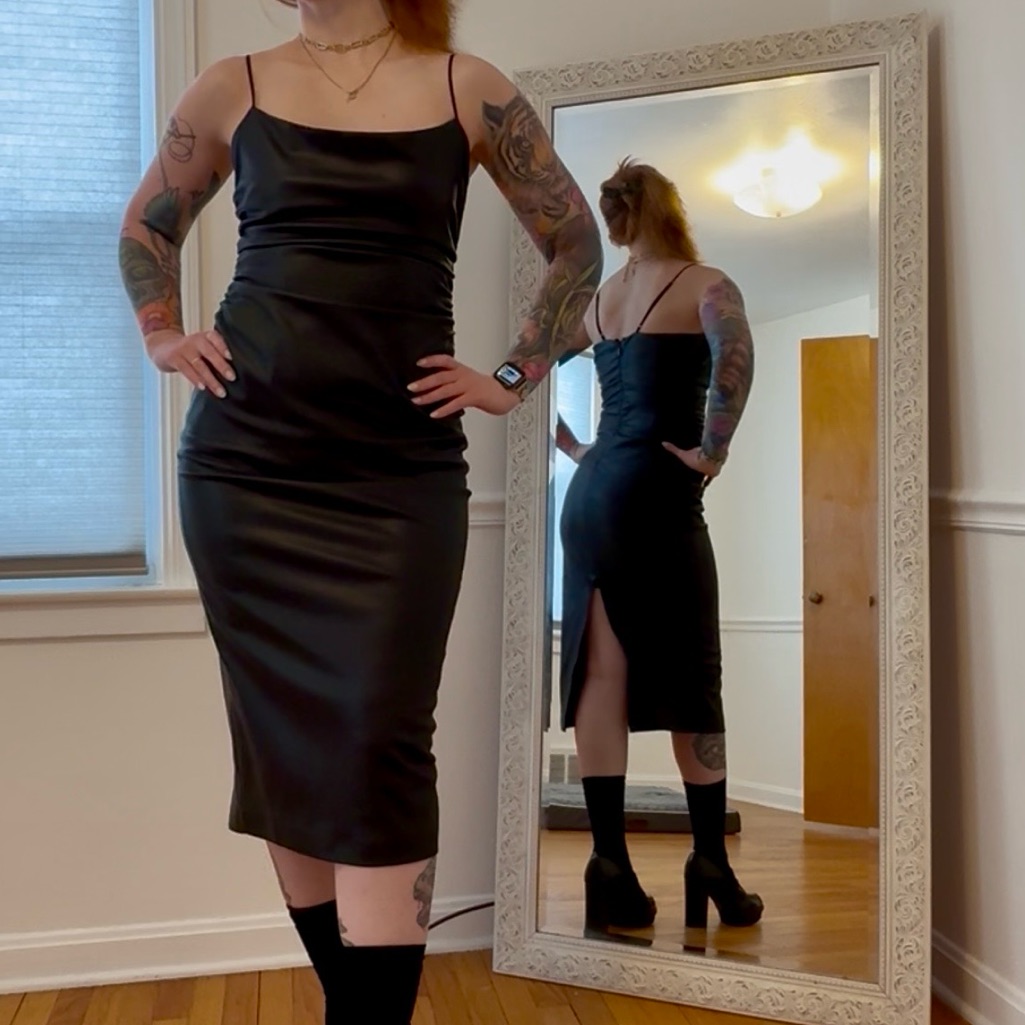 Guess Black Leather Maxi Dress